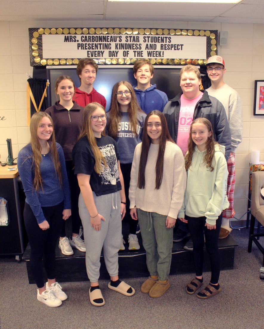 The Luverne High School mock trial team kicks off the 2024 season on Tuesday, Jan. 9. Members include (front from left) Olivia VerSteeg, Nora Louwagie, Audrie DeBates, Marlee Nelson, (second) Sophia Remme, Brooklyn Wicks, Xavier McKenzie, (back) Zander Carbonneau, Tyler Hodge and Adam Ask. Not pictured are Keaton Ahrendt, Charlie Mostad, Kylie Kindt and Hallie Bork. Mavis Fodness/Rock County Star Herald Photo