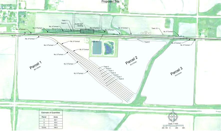 The Buffalo Ridge Regional Railroad Authority is applying for a $25 million grant to construct a transload facility east of Magnolia. Awarding of the federal grant takes place in July. Submitted Graphic