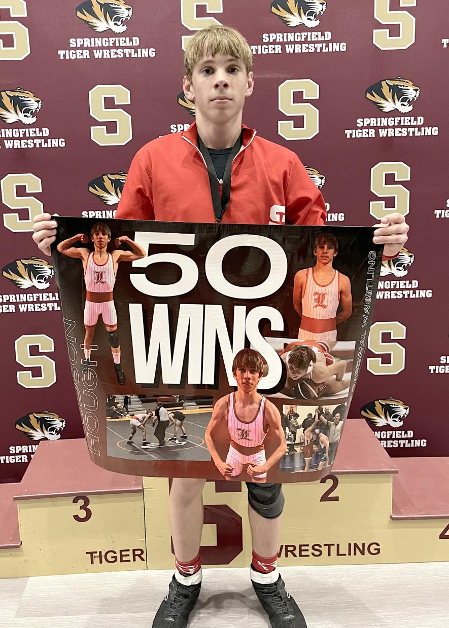 Freshman Hudson Hough collected his 50th career win at the Springfield Invitational Friday, Feb. 9.
