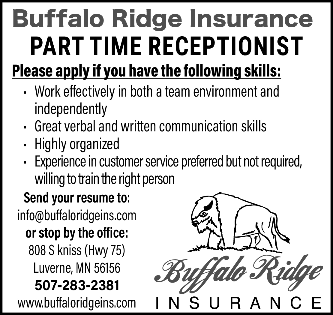 Buffalo Ridge - Part Time Receptionist