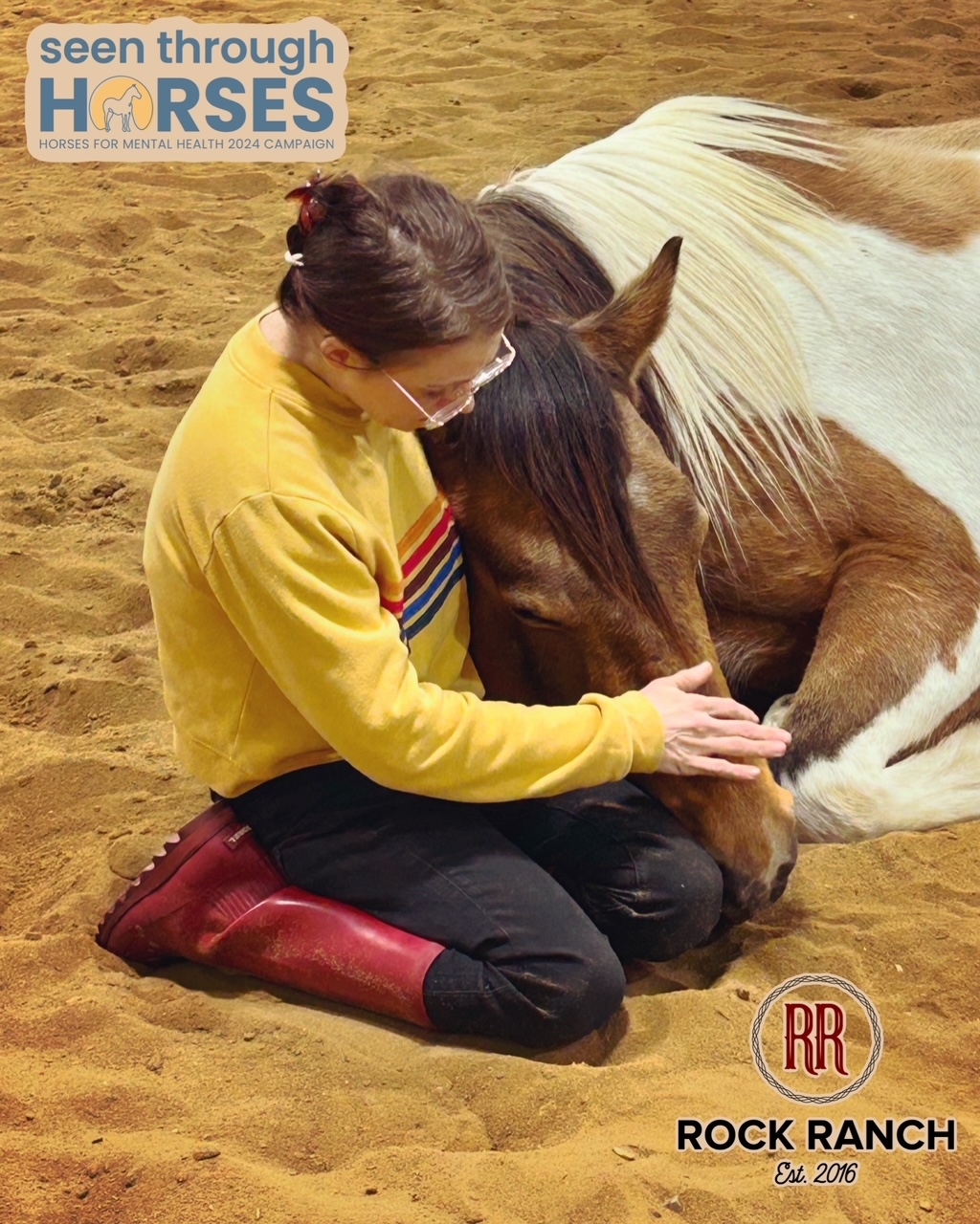 This image of a Rock Ranch client and a horse will be used on posters and promotional messaging during the month of May for the Seen Through Horses campaign. 