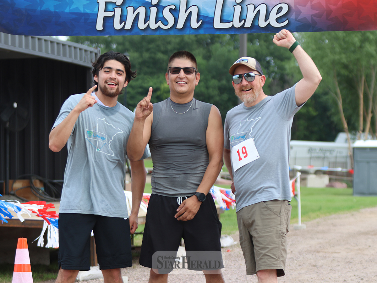 Team Lineage won the Shark team division in the Davis Lake Triathlon in a time of 51 minutes and 35 seconds. Pictured (left to right) Andy Gomez, Bobby Villasenor and Dave McDonald. 