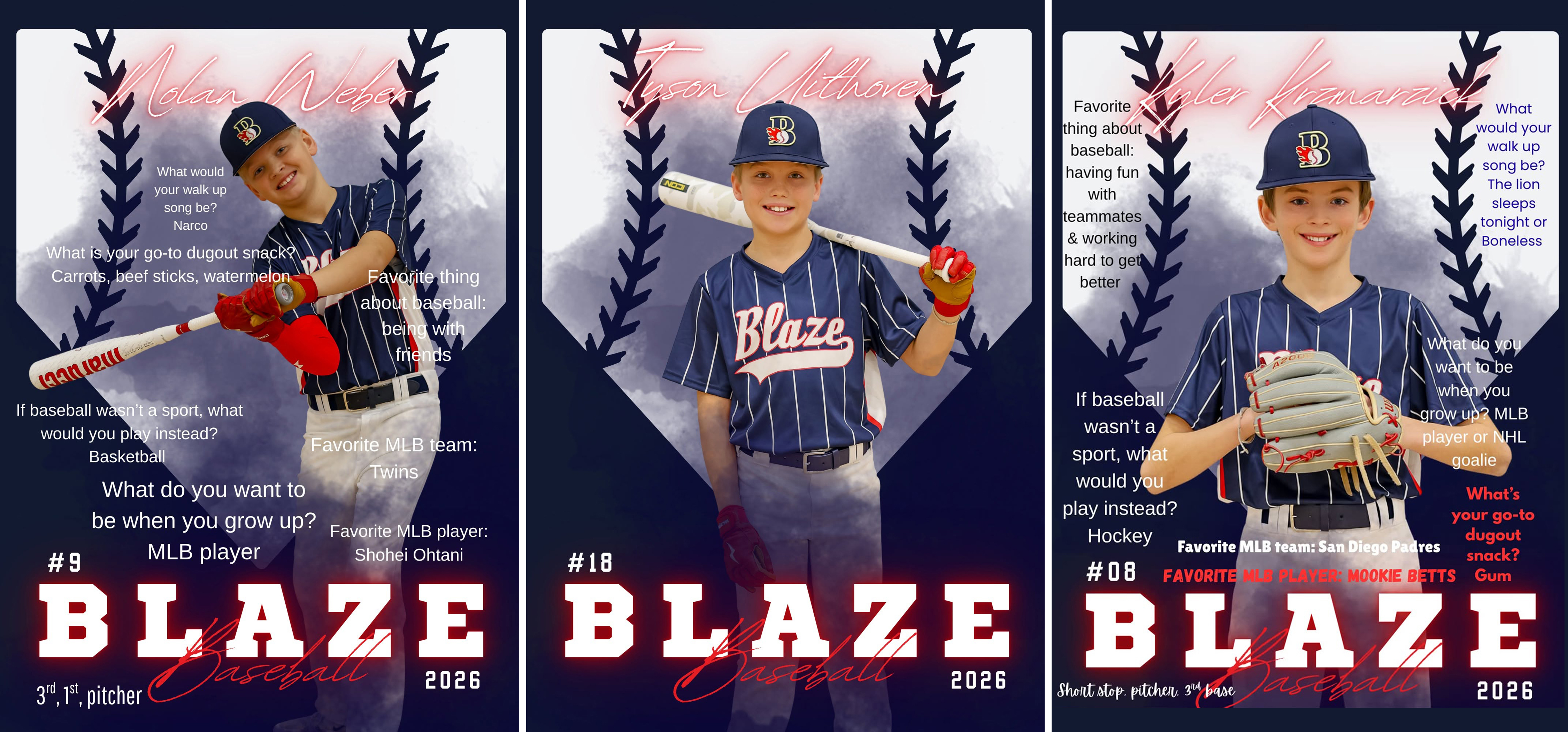 Three local youth baseball players get chance of a lifetime to play at Cooperstown Dreams Park in New York with Southwest Minnesota Blaze team. Nolan Weber, left, Tyson Uithoven and Kyler Krzmarzick of Luverne reveled in the experience.
