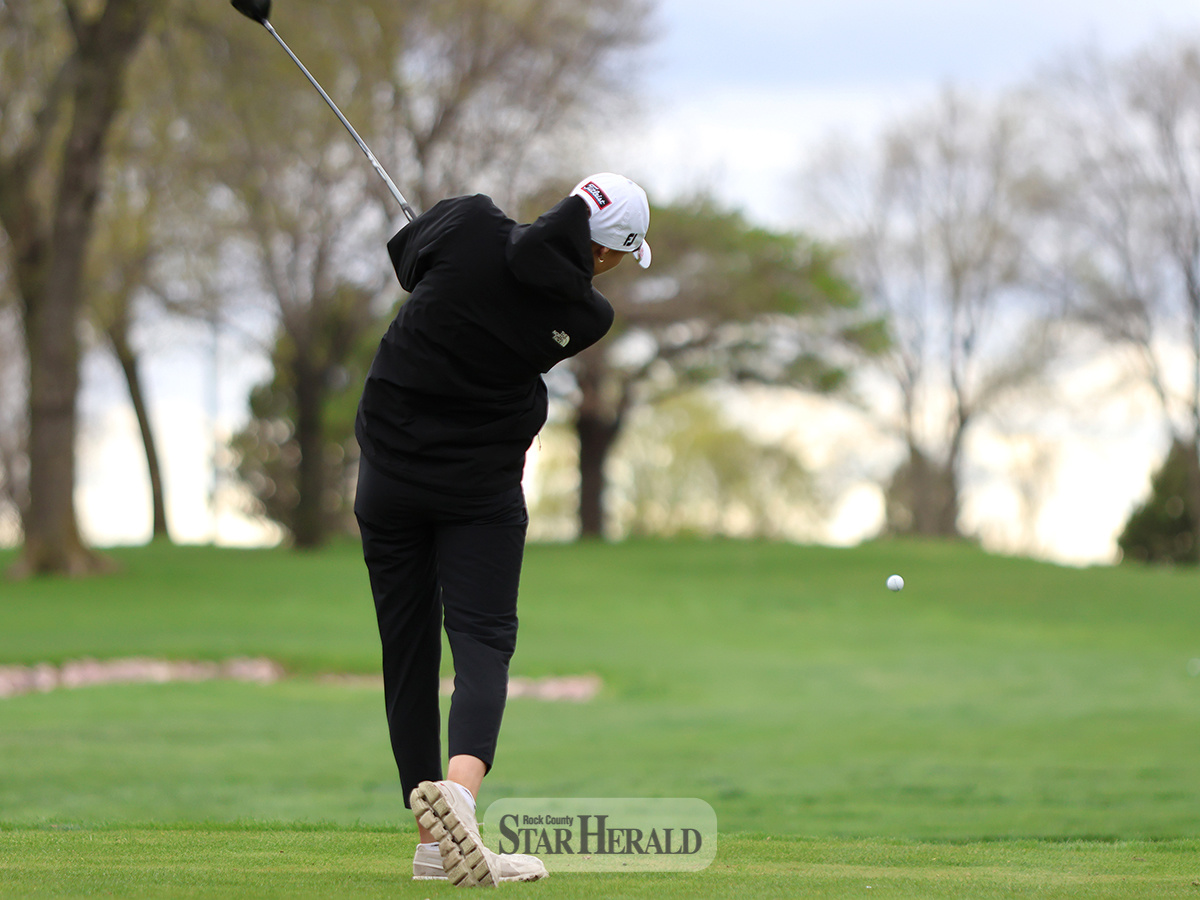 Senior Kiesli Smith tees off on No. 4 at the Luverne Country Club Monday, April 29. 