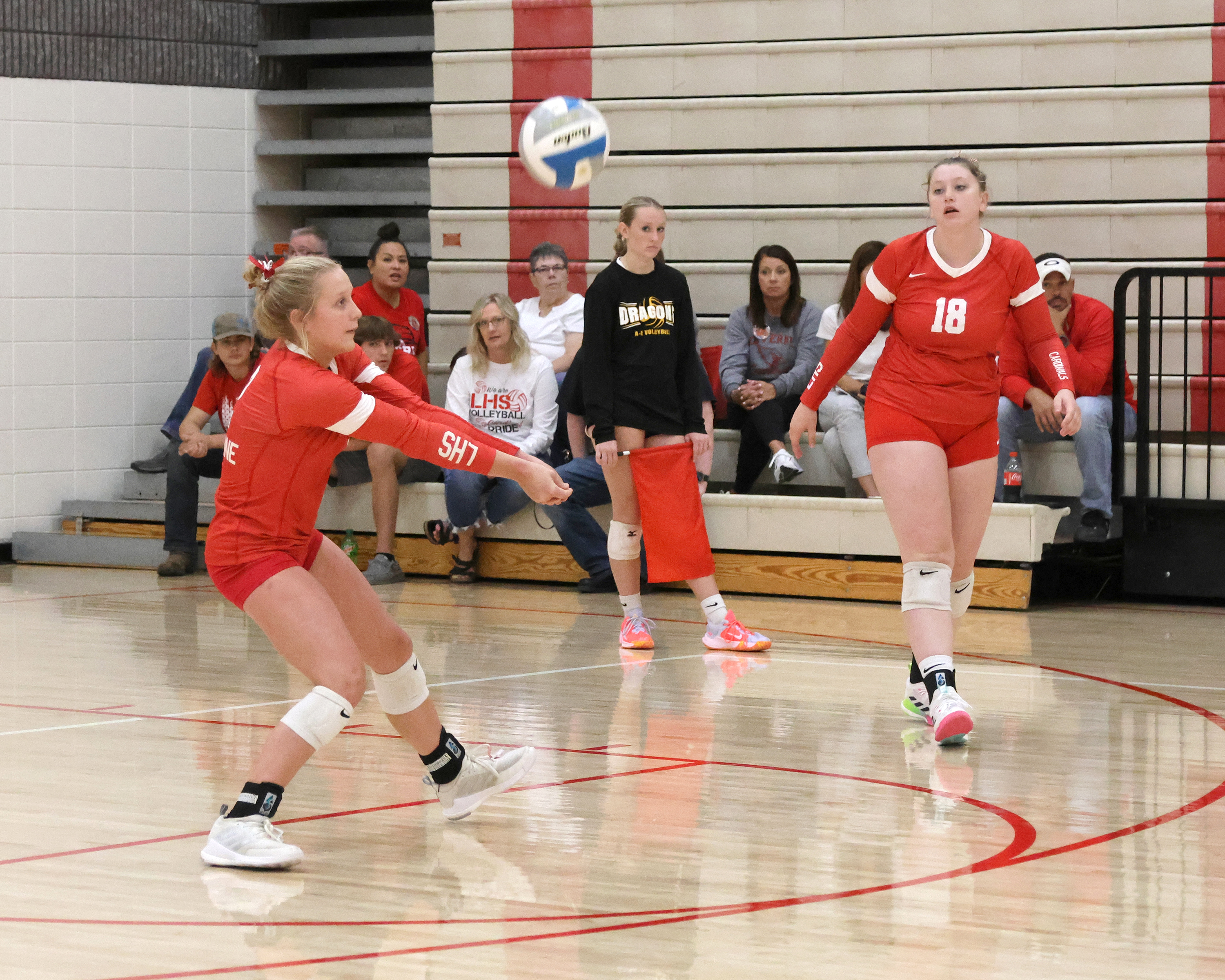 Junior Ella Reisdorfer sets the ball for Luverne Saturday. Sept. 9, at the Luverne volleyball tournament. LHS was 4-4 on the day.