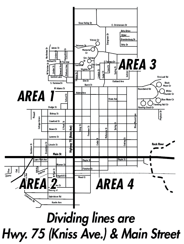 Map if garage sale areas.