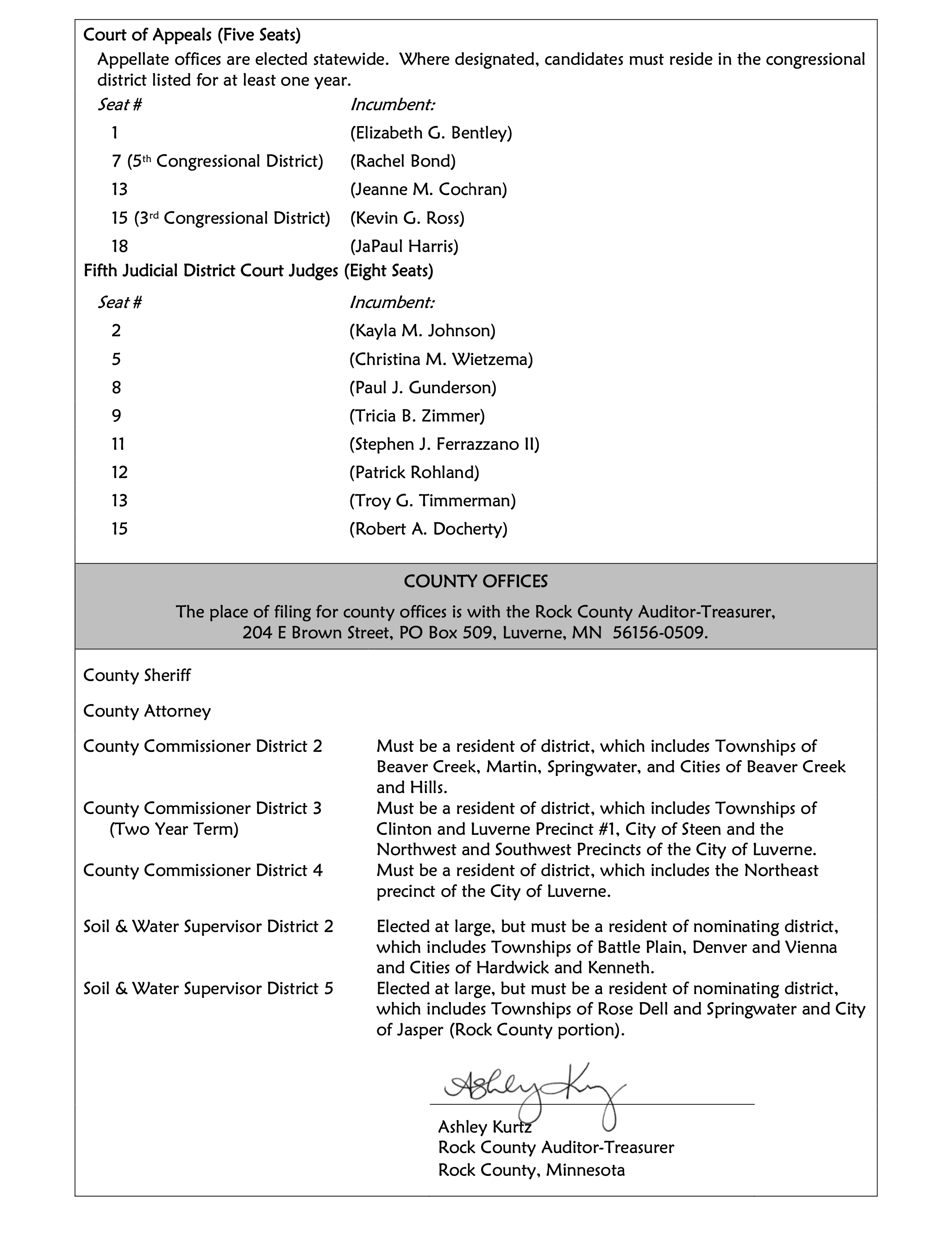 Notice of filing for 2026 general election