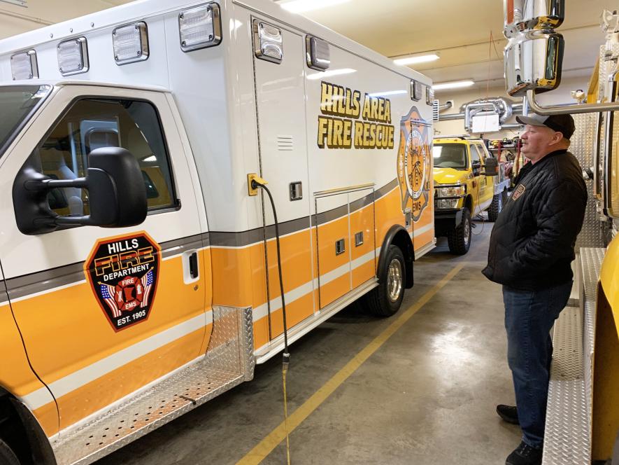 Hills Area Fire Department Chief Jared Rozeboom and his volunteer firefighters searched for two years for a replacement for the department’s previous almost 30-year-old fire rescue truck before arriving at a plan to refurbish and upgrade the truck to a 2024 model. Mavis Fodness/Rock County Star Herald Photo