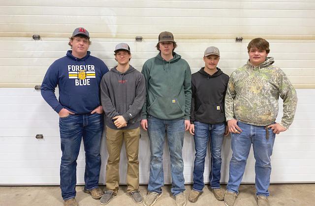 Luverne High School earned a first-place team finish at the Region 6 ag mechanics competition and will now represent the region at the state FFA convention in St. Paul next month. Team members include (from left) Layne Sasker, Tucker Remme, Jessie Aning, Jaden Reisch and Lucas Madison. Submitted Photo
