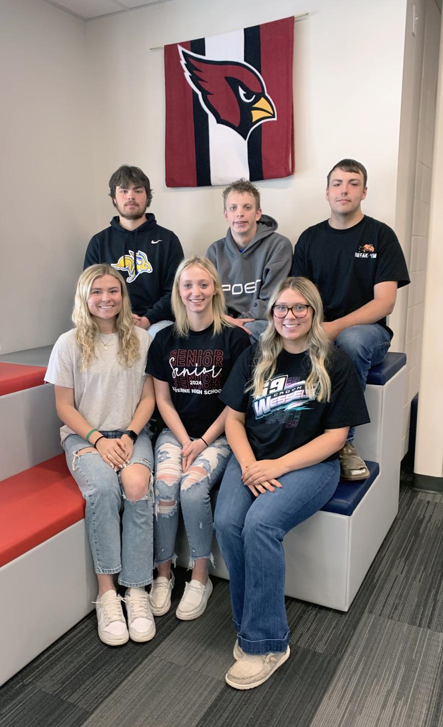 On Sunday three sets of twins will graduate from Luverne High School, the second consecutive year such an event has occurred. Pictured sitting with their twin behind them are (from left) Tori and Will Serie, Josie and Jack Voorhees and Izabel and Samuel Honerman. Mavis Fodness/Rock County Star Herald Photo