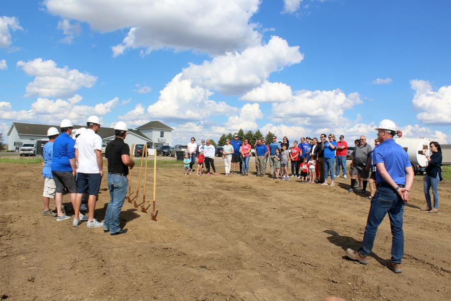 Hills-Beaver Creek School Board hosted the ceremonial groundbreaking Wednesday afternoon, May 22, at the site of the new elementary school in Beaver Creek. Representatives from the construction management and architectural firms also attended the event. Mavis Fodness/Rock County Star Herald Photo
