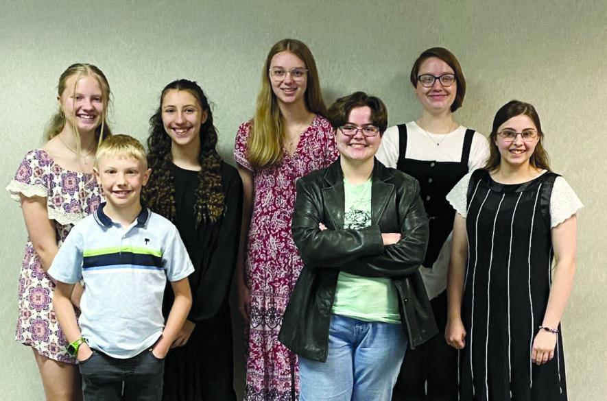 Among the Rock County 4-H’ers participating in the 2024 Communication Arts Contest were (front, from left) Leeland Maloney, Egypt Forrest, Gabriella Porter, (back) Lillian Maloney, Norah Maloney and Bri Kinsinger. Submitted photo