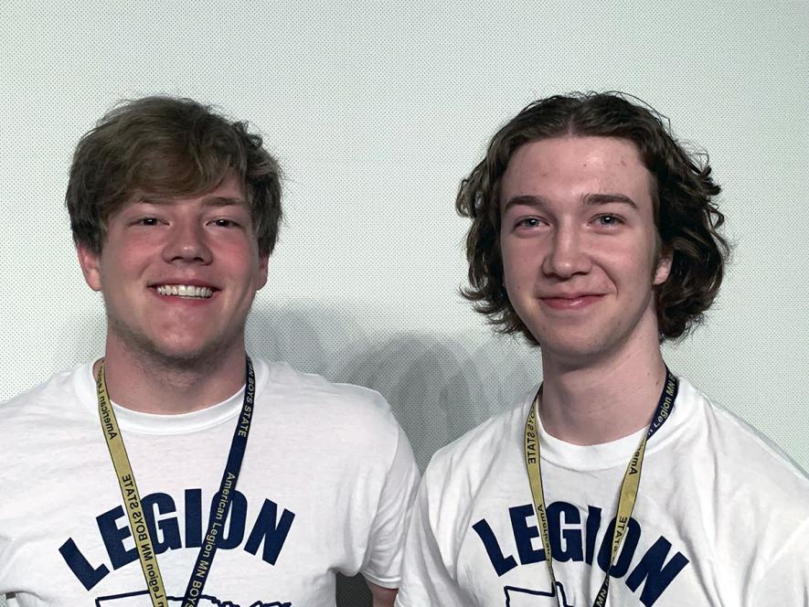 Tyler Hodge (left) and Zander Carbonneau participated in the Minnesota Boys State program earlier this month in Collegeville, where they joined 171 other high school juniors in learning more about local, county and state government by actively participating in mock governments. Hodge was elected as state associate justice and Carbonneau as secretary of state. Carbonneau was also one of two participants selected to attend Boys Nation next month. Shared image
