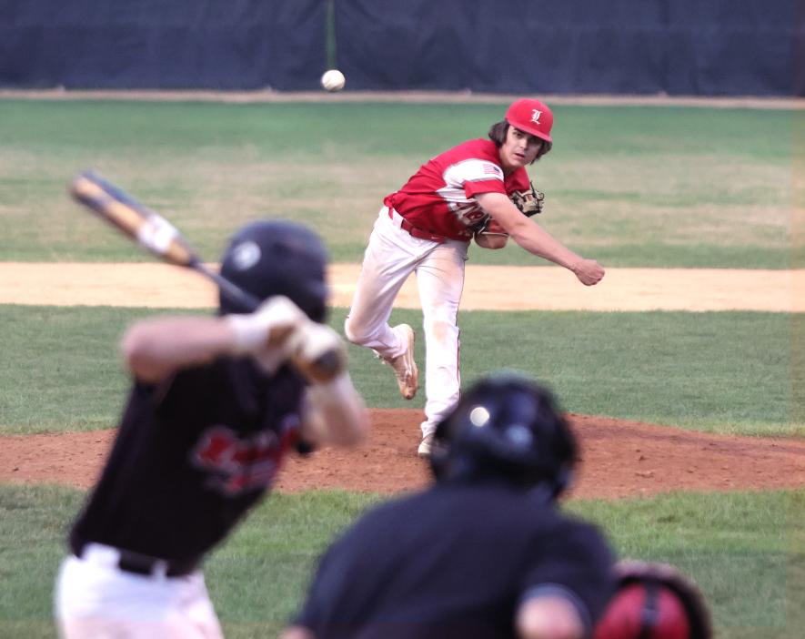 Jacob Stroh pitched five innings during the Luverne Senior Legion team’s 11-3 victory over Worthington at Redbird Field July 9. Greg Hoogeveen/Rock County Star Herald Photo