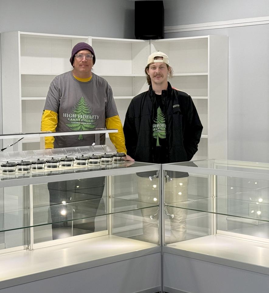 High Fidelity Cannabis owner Terry Gray (left) and business manager Zach Soule, Luverne, are ready to open the retail cannabis shop on West Main Street as soon as product becomes available. They’re hoping to be open by mid-November.Lori Sorenson/Rock County Star Herald Photo