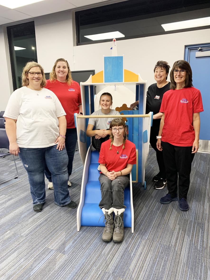 The Patriot Kids Day Care at the new Hills-Beaver Creek Elementary School opens next week with six employees including (front, from left) Emily Opheim, Heather Gustaf, Diane Lax, (back) director Tedra Voss, Claire Knobloch and Kristine Hoag. Mavis Fodness/Rock County Star Herald Photo