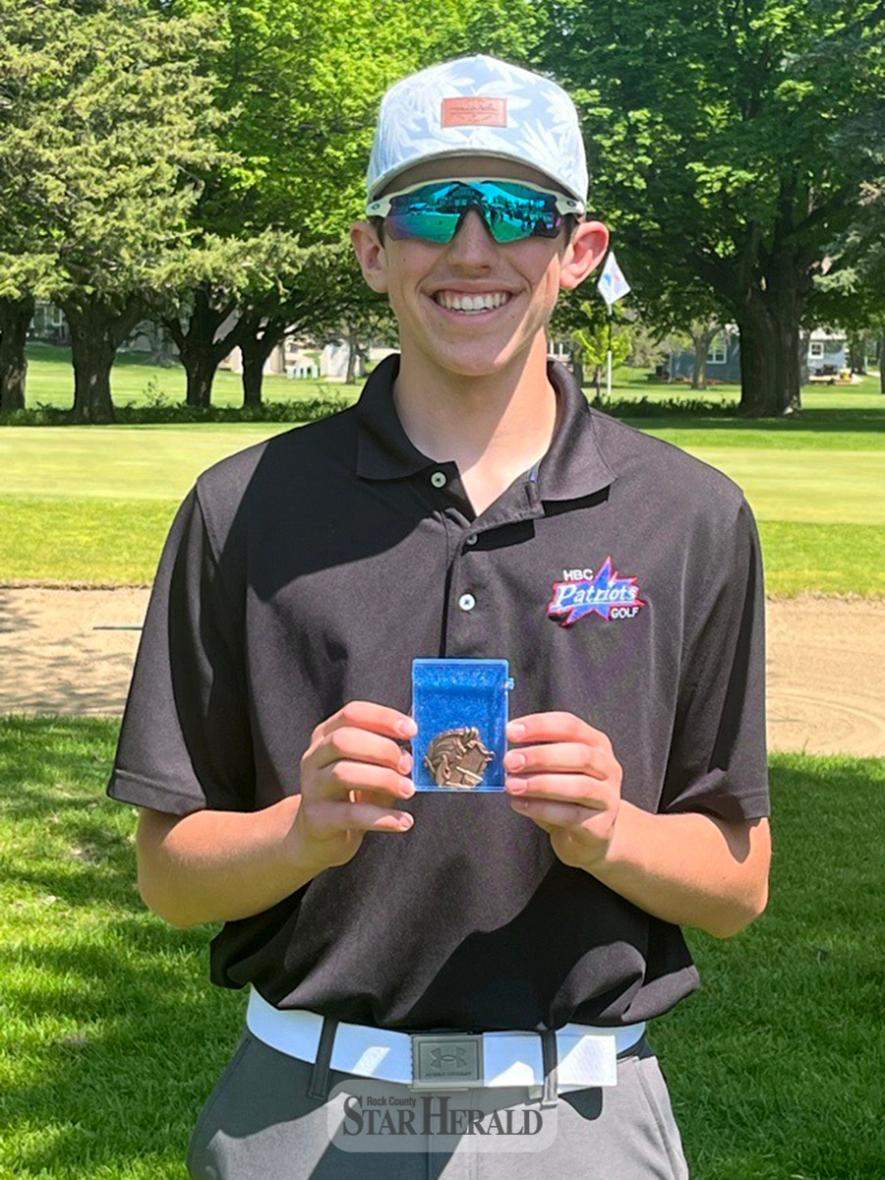 H-BC junior Cameron Allen earned all-conference honors in boys’ golf this season. He was presented his award at the Red Rock Conference golf meet Tuesday, May 14, in Worthington.
