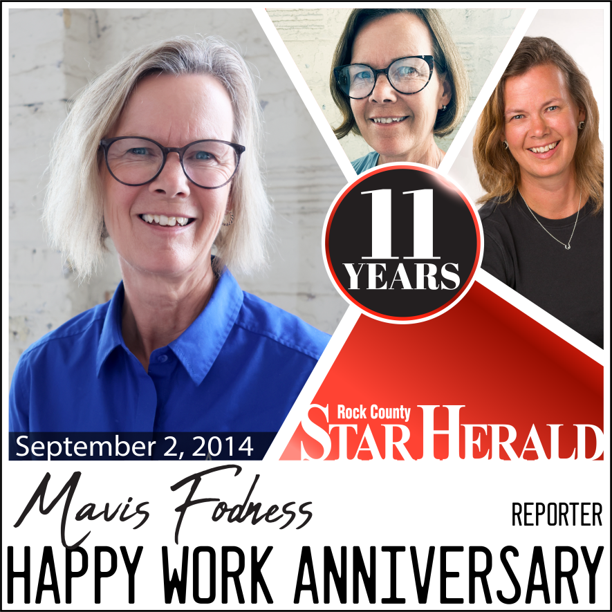 Mavis Fodness celebrates 11 years at the Star Herald on September 2. 