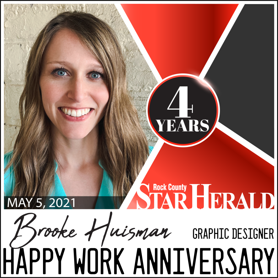 Brooke Huisman celebrates 4 years at the Star Herald on May 5.