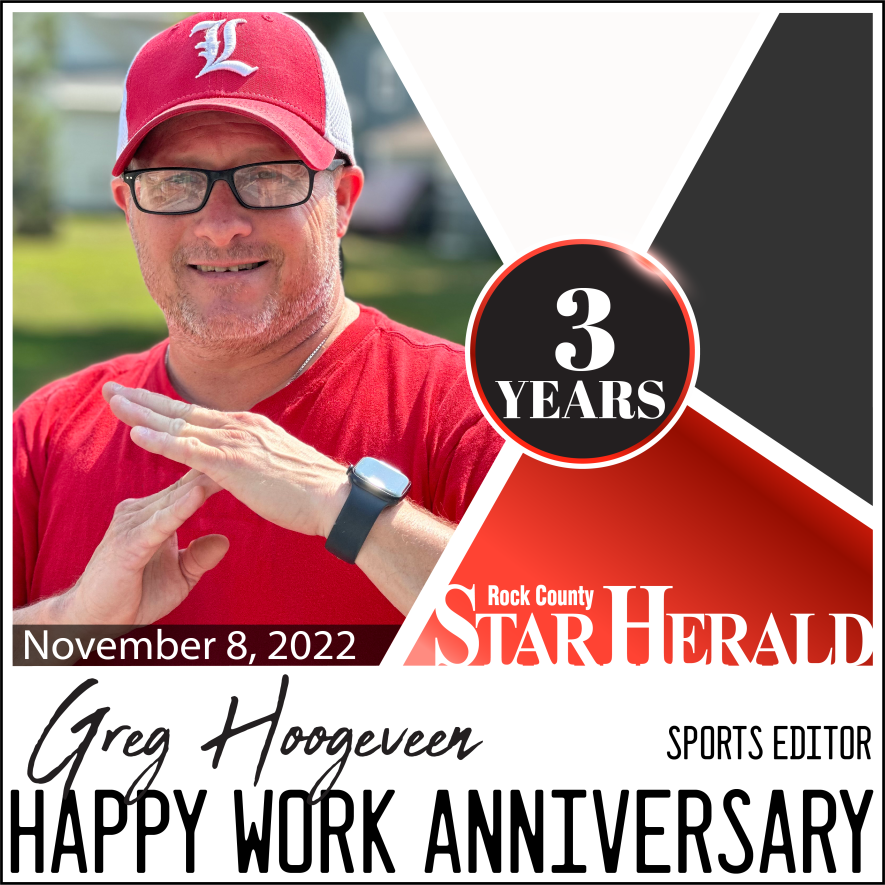 Greg Hoogeveen celebrates 3 years at the Star Herald on November 8. 