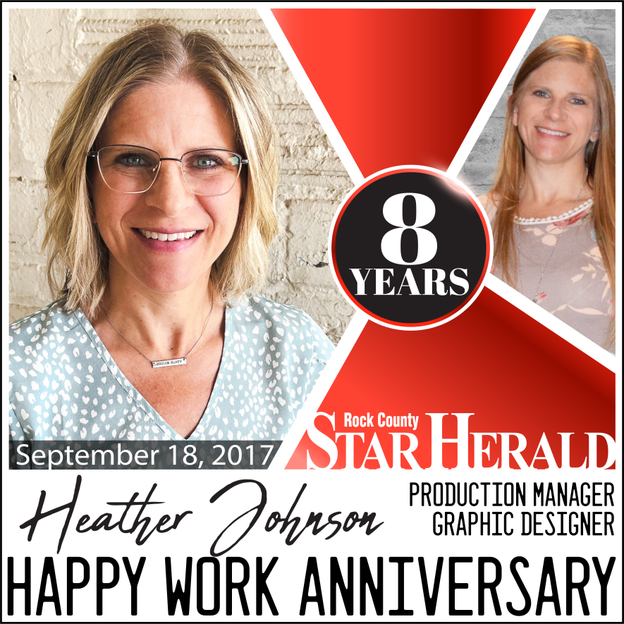 Heather Johnson celebrates 8 years at the Star Herald on September 18. 