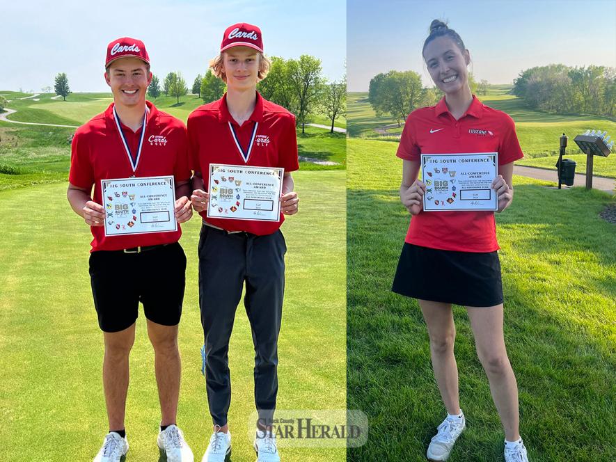 Seniors Henry Hartquist, Owen Sudenga and Kiesli Smith earned recognition at the Big South Conference Championship Monday, May 13, at the Dacotah Ridge Golf Club in Morton, Minnesota.