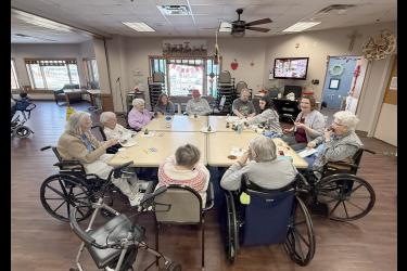Groundhog Day is celebrated by residents at the Good Samaritan Center —Mary Jane Brown Home Monday as they participate in the weekly “Bake and Taste” activity by creating a pop-up groundhog with Oreos. Lori Sorenson/Rock County Star Herald Photo
