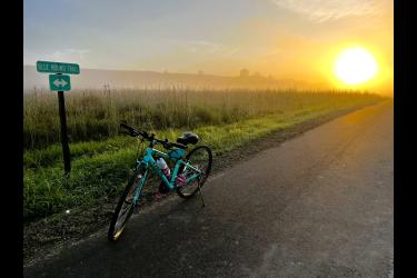 Luverne’s Heather Johnson shared this image of her early Friday morning, Aug. 29, bike ride on the newly resurfaced Blue Mound Trail.
