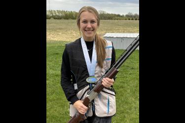 LHS junior Piper Wynia received her medal this past week for placing second in the female division of trap shooting Minnesota Class 1A, Conference 9, for the fall of 2023.