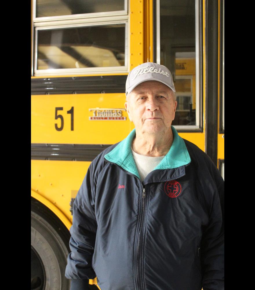 Sam Hansen drives Luverne Public School bus No. 51 back to the bus garage Nov. 12, his 78th birthday. He has driven school bus for 60 years and plans driving for at least four more.